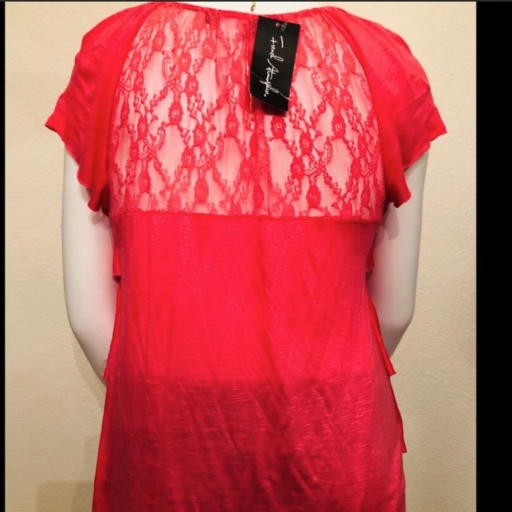 CORAL RUFFLE LAYERED SLEEVELESS TOP BLOUSE NEW L - Picture 3 of 5